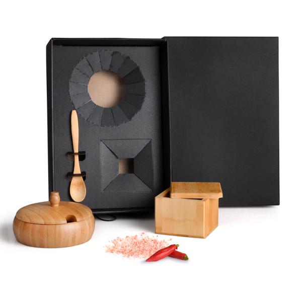 KIT FARINHEIRA E SALEIRO EM BAMBU - 3 PÇS - 4Unik