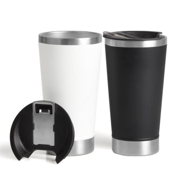 KIT DE COPOS TÉRMICOS EM AÇO INOX - 500ML - PRETO / BRANCO - 2 PÇS - 4Unik