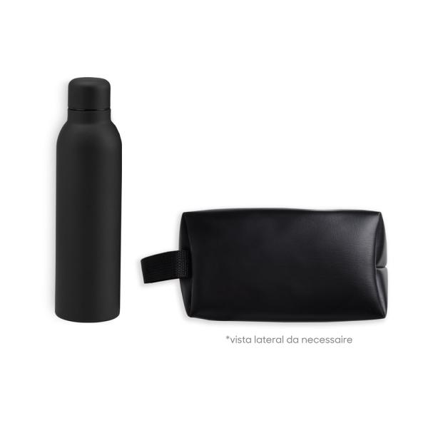 KIT GARRAFA E NECESSAIRE - PRETO - 2 PÇS - 4Unik