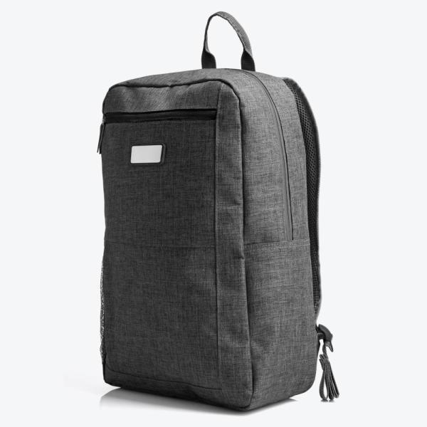 MOCHILA EM POLIÉSTER 300D RETANGULAR - MELANGE CINZA - 4Unik