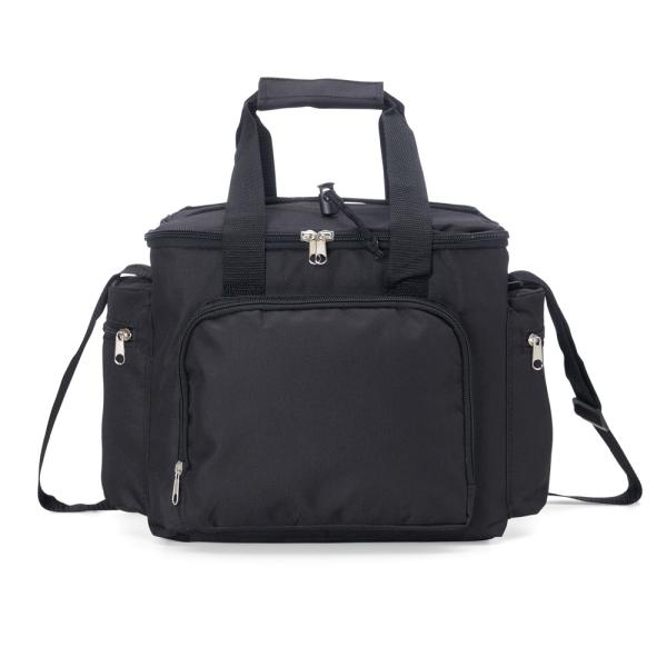 BOLSA TÉRMICA PRETA EM POLYESTER 600D, 300D E PEVA - 15L - 4Unik