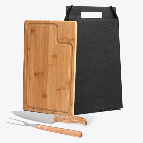 CONJ. PARA CHURRASCO EM BAMBU / MADEIRA / INOX TEXAS - 3 PÇS - 4Unik