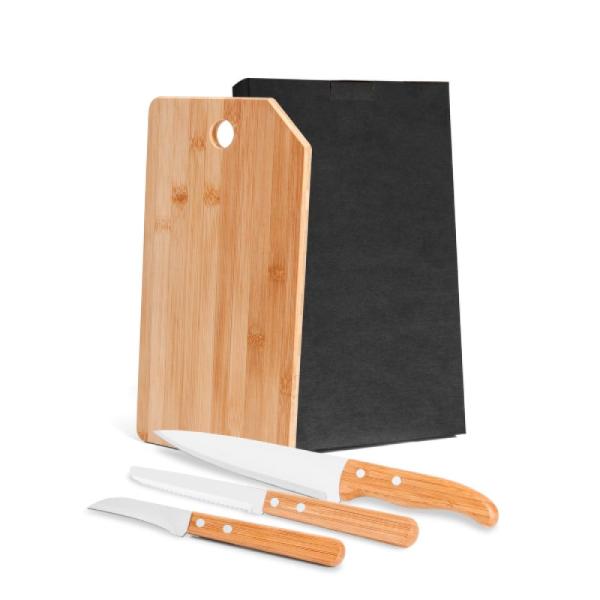 CONJ. PARA COZINHA EM BAMBU / MADEIRA / INOX OREGON - 4 PÇS - 4Unik