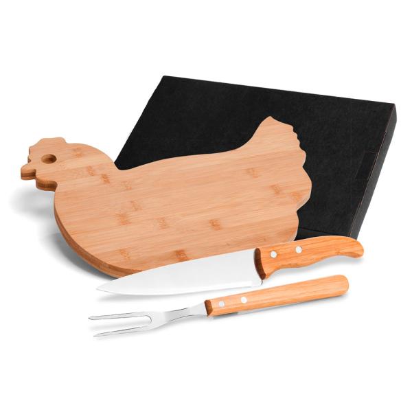 KIT PARA COZINHA TÁBUA FORMATO DE GALINHA - 3 PÇS - 4Unik