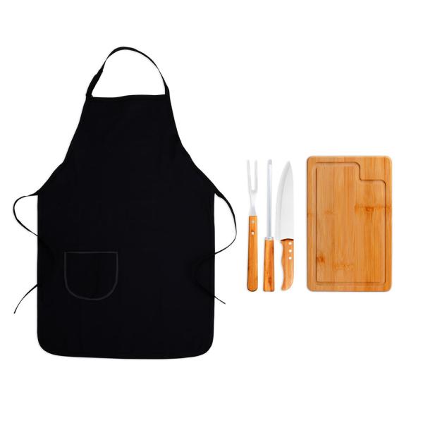 CONJ. PARA CHURRASCO EM BAMBU/INOX TEXAS - 5 PÇS - 4Unik