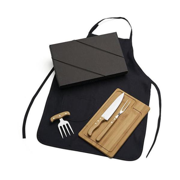 KIT PARA CHURRASCO EM BAMBU COM GARFO 4 DENTES - 5 PÇS - 4Unik