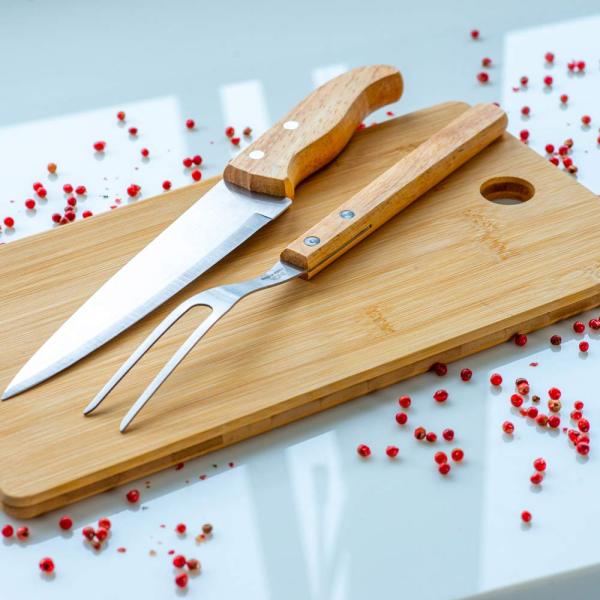 CONJ. PARA COZINHA EM BAMBU / MADEIRA / INOX - 3 PÇS - 4Unik