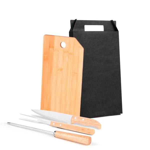 CONJ. PARA COZINHA EM BAMBU / MADEIRA / INOX - 4 PÇS - 4Unik