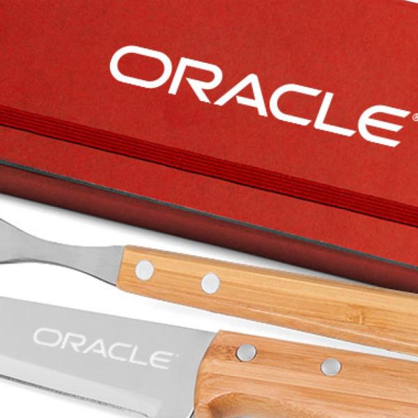 CONJ. DE GARFO E FACA INOX / BAMBU COM ESTOJO VERMELHO - 3 PÇS - 4Unik