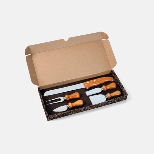 CONJ. PARA QUEIJO E FACA PARA PÃO EM INOX / BAMBU / MADEIRA - 5 PÇS - 4Unik