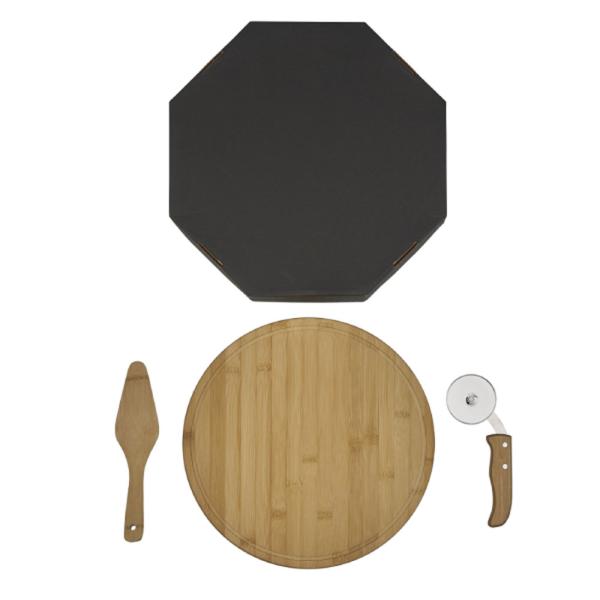 CONJ. PARA PIZZA EM BAMBU 35 CM - 3 PÇS - 4Unik