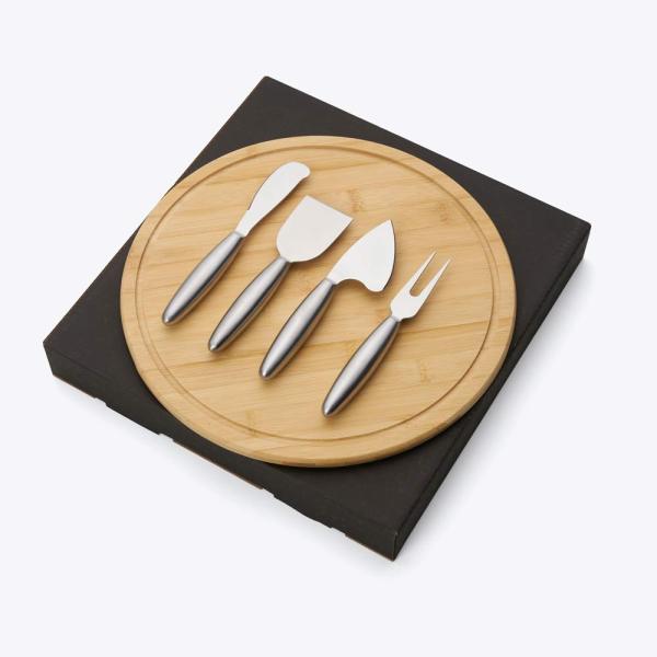 CONJUNTO PARA QUEIJO EM BAMBU / INOX - 5 PÇS - 4Unik