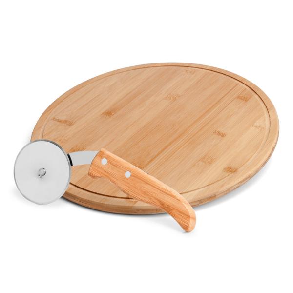 CONJ. PARA PIZZA EM BAMBU NAPOLI 30 CM - 2 PÇS - 4Unik