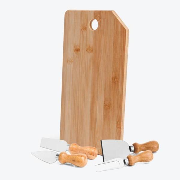 CONJ. PARA QUEIJO EM BAMBU / MADEIRA / INOX OREGON - 5 PÇS - 4Unik