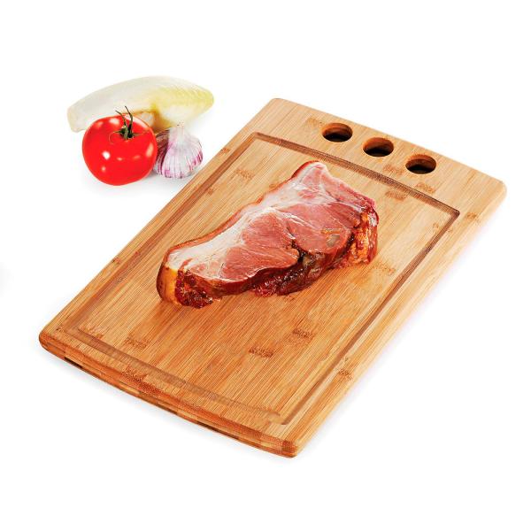 TÁBUA PARA CHURRASCO EM BAMBU SUPREME 3 FUROS - 4Unik