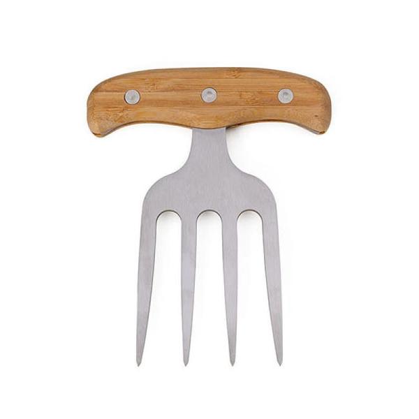 GARFO COM 4 DENTES EM BAMBU - INOX -  11X14,8CM - 4Unik