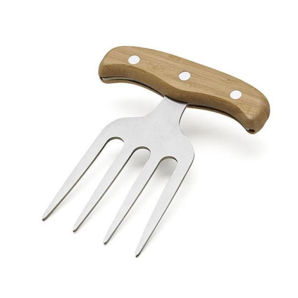GARFO COM 4 DENTES EM BAMBU - INOX - 11X14,8CM - 4Unik
