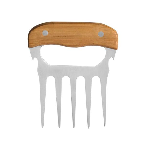 GARFO COM 5 DENTES EM MADEIRA - INOX - 11,5X14,5CM - 4Unik